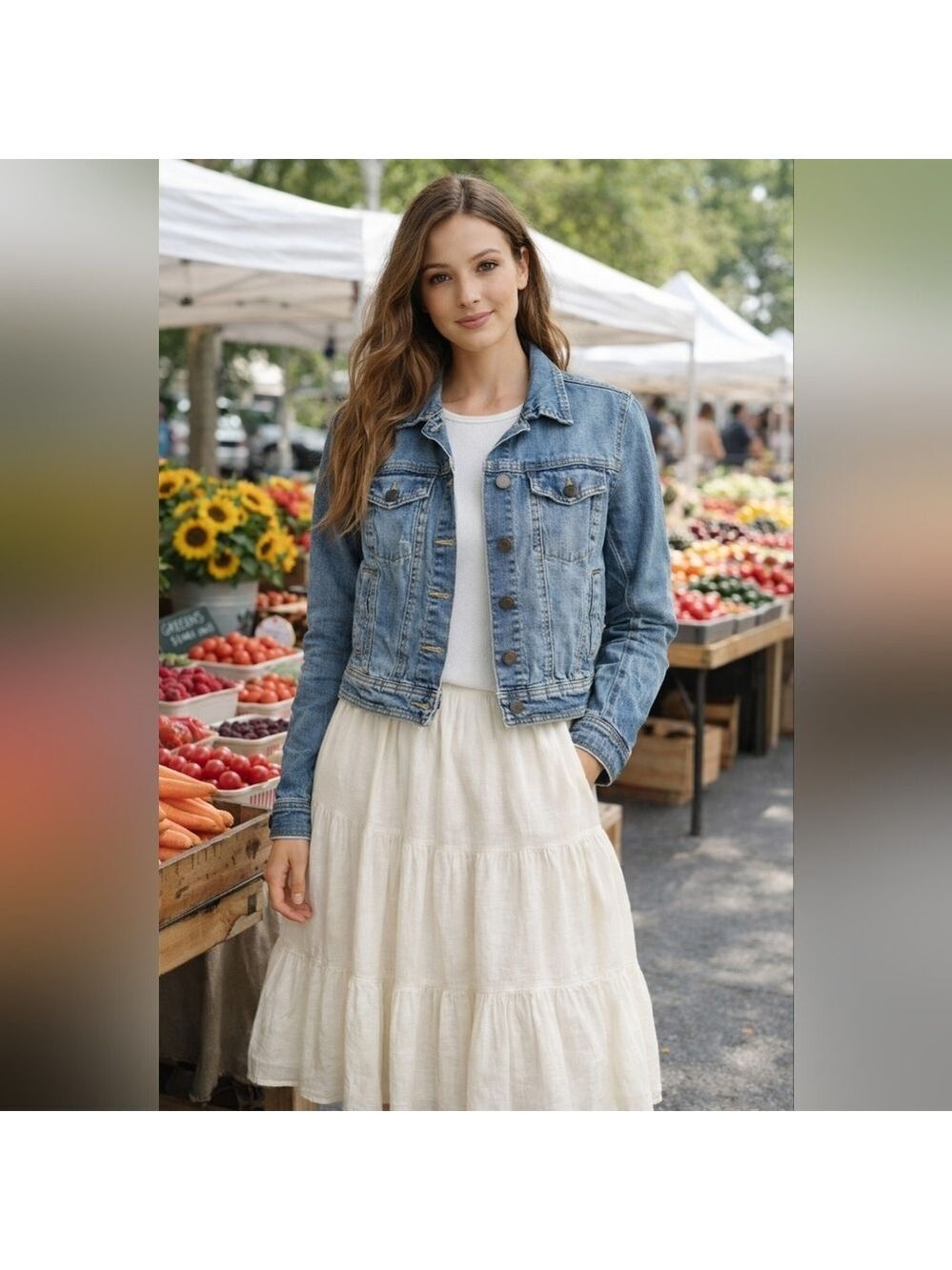 Mossimo Cropped Trucker Jacket Classic Blue Jean Jacket Casual Layering